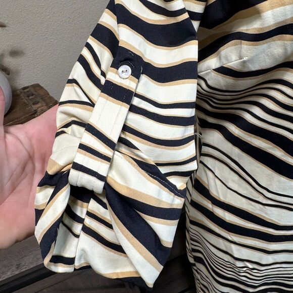 J McLaughlin Animal Print 3/4 Roll Tab Sleeve Midi Shirt Dress Sz S MISSING BELT - Picture 5 of 10